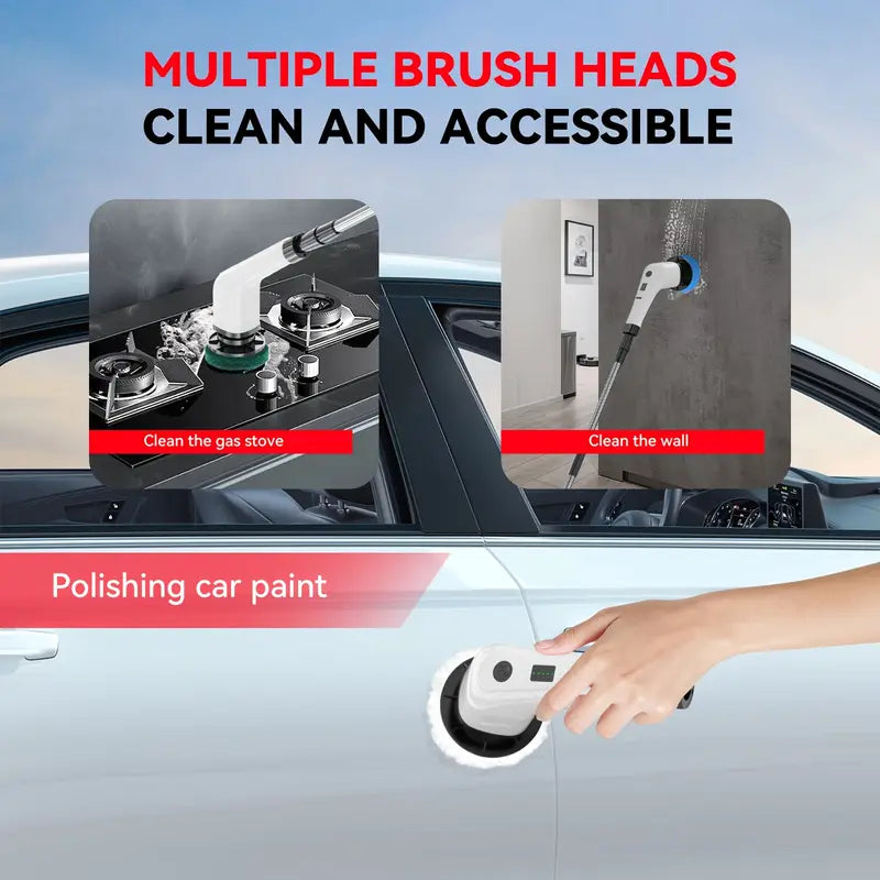 🧼⚡ 5-in-1 Electric Spin Scrubber – Cordless Handheld Power Cleaning Brush with 5 Replaceable Heads for Bathroom, Kitchen & Shoes