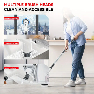 🧼⚡ 5-in-1 Electric Spin Scrubber – Cordless Handheld Power Cleaning Brush with 5 Replaceable Heads for Bathroom, Kitchen & Shoes