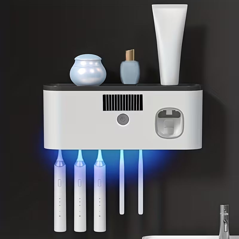 Smart Toothbrush Organizer with Automatic Toothpaste Dispenser