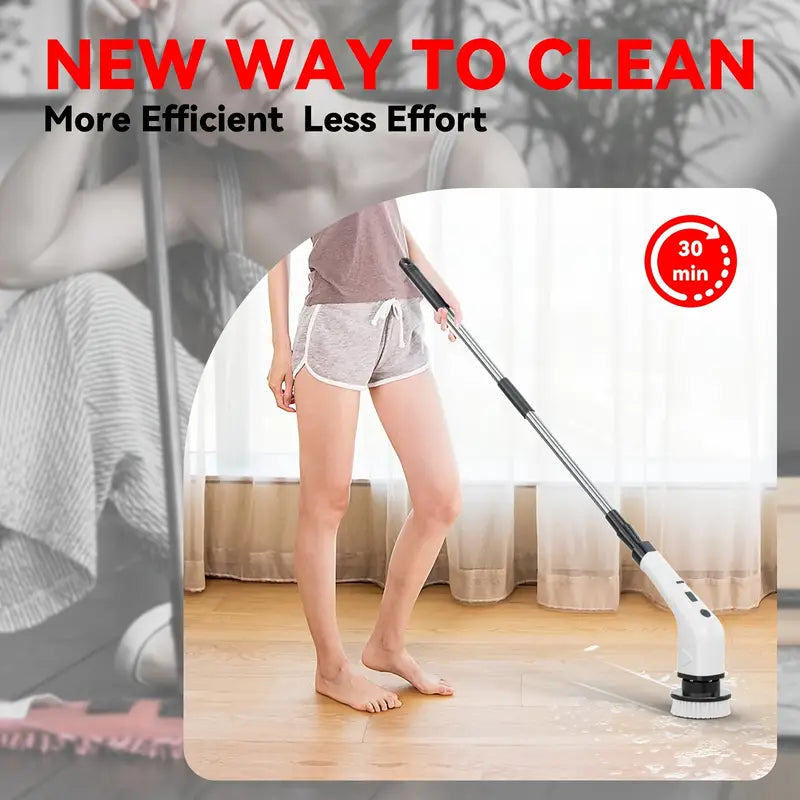 🧼⚡ 5-in-1 Electric Spin Scrubber – Cordless Handheld Power Cleaning Brush with 5 Replaceable Heads for Bathroom, Kitchen & Shoes